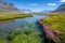 Stunning Tundra Landscapes Serene Rivers, Majestic Mountains, and Vibrant Wildflowers in the Arctic Wilderness Discover the Beauty