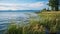 Stunning Uhd Image Of Flathead Lake Wetland With Grass On Shore