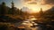 Stunning Unreal Engine Landscape: Wilderness Stream At Golden Hour