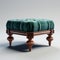 Stunning Velvet Victorian Foot Stool - 3d Green Upholstered Model