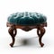 Stunning Velvet Victorian Foot Stool: 3d Render Of Old Teal Wooden Ottoman