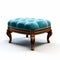 Stunning Velvet Victorian Foot Stool In Blue Turquoise And Brown
