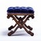 Stunning Velvet Victorian Foot Stool With Blue Velvet Seat