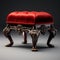 Stunning Velvet Victorian Foot Stool With Carved Wood Frame