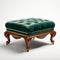 Stunning Velvet Victorian Foot Stool With Green Ottoman And Wooden Frame