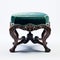 Stunning Velvet Victorian Foot Stool With Green Velvet Top