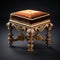 Stunning Velvet Victorian Foot Stool: Hyper-realistic Gold Stool With Red Velvet