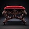 Stunning Velvet Victorian Foot Stool With Intricate Carving