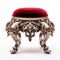 Stunning Velvet Victorian Foot Stool With Ornate Baroque Details