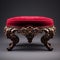 Stunning Velvet Victorian Foot Stool - Ornate Red Velvet Ottoman