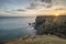 Stunning vibrant landscape image of cliffs around St Govan`s Hea