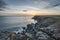 Stunning vibrant landscape image of cliffs around St Govan`s Hea