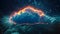 A stunning Video capturing a vividly blue cloud illuminated against the dark expanse of a night sky, Organic representation of