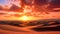 A stunning Video of the sun setting over a vast and serene desert landscape, Stunning sunset over the Sahara Desert