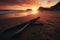 A stunning view of Adraga Beach, located in Portugal, photographed during a colorful sunset