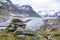 Stunning view of Aletsch glacier, the largest glacier in the European Alps, located in the Bernese Alps in Switzerland.