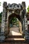 Stunning view of an ancient gateway and wall at the Thien Tru Buddhist Temple.