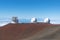 Stunning view astronomical observatories seen from the summit of Mauna Kea, a dormant volcano 4205 m on the Big Island of Hawaii