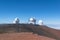 Stunning view astronomical observatories seen from the summit of Mauna Kea, a dormant volcano 4205 m on the Big Island of Hawaii