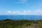 Stunning view down to the sea and the surrounding area from top of the mountain in Ereikoussa island, Greece