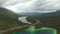 Stunning View of Emerald Lake and Scenic Road from Above