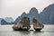 Stunning view of Halong Bay in Vietnam, Southeast Asia with mountains and awe-inspiring cliffs