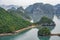 Stunning view of Halong Bay in Vietnam, Southeast Asia with mountains and awe-inspiring cliffs