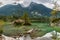 Stunning view Hintersee Lake Alps mountain beautiful reflection tree clear water, national park, Konigssee Koenigssee lake,