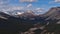 Stunning view of Icefields Parkway in a valley in Banff National Park, Alberta, Canada in the Rocky Mountains on sunny day.