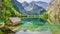 Stunning view of little cottage on the lake Obersee