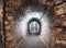 Stunning view of the long hallway in the Turda Salt Mine located in Romania