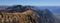 Stunning view from mount Chaeserrugg. Rugged mountains in Switzerland.