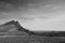 Stunning view on mountain peak in scenic landscape of beautiful irati mountains in black and white