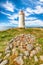 Stunning view of Skarsviti lighthouse in Vatnsnes peninsula on a clear day in North Iceland