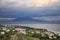 Stunning view to posh district on Naples, gulf and Vesuvius volcano