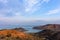 Stunning view to the sea from the chora of Patmos island, Greece, in the evening