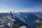 Stunning view from the top of Krippenstein mountain, the Five fingers observation platform with view of the Salzkammergut region.