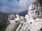 Stunning view of white marble quarry, high up in the Apuan Alps, Alpi Apuane, Italy. Nobody there, no equipment.