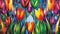 A stunning visual of tulips in a kaleidoscope of colors, mimicking the effect of stained glass. This graphic