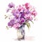 Stunning Watercolor Orchid Bouquet In Vase On White Background