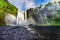 Stunning waterfall Skogafoss and small rainbow, Iceland