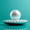 Stunning White Pearl on Turquoise Background