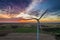 Stunning wind turbines at dusk, Poland from above