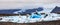 Stunning winter day view of Jokulsarlon, glacial river lagoon, large glacial lake, southeast Iceland, on the edge of VatnajÃ¶kull