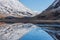 Stunning Winter landscape image of Loch Achtriochan in Scottish Highlands with stunning reflections in still water with crytal