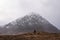 Stunning Winter landscape looking across Rannoch Moor in Scottish Highlands towards Buachaille Etive Mor Stob Dearg with