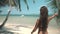 Stunning woman enjoy philippines tropical beach