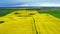 Stunning yellow rape fields from above, Poland