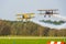 Stunt airplane show at breda airport seppe, bosschenhoofd, the Netherlands, airplanes with smoking engines, March 30, 2019