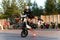 Stunt biker on the outside